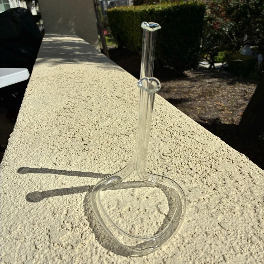 MCM Handblown Double Bud Clear Glass Vase